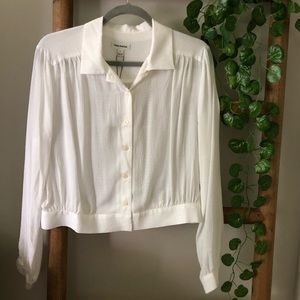 Frank & Oak White Cropped Button Down